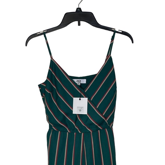 Jack BB Dakota Green Stripe Cross The Line Belted Crop Jumpsuit Medium Women NWT - Picture 2 of 9